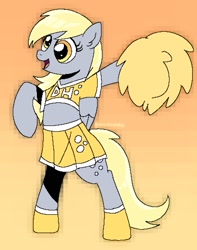 Size: 1227x1554 | Tagged: safe, artist:doodlesinky, imported from derpibooru, derpy hooves, pegasus, pony, bipedal, cheerleader, female, solo