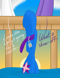 Size: 1920x2500 | Tagged: safe, artist:cycrus, imported from derpibooru, oc, oc only, oc:delly, pony, unicorn, dialogue, fetish, hoof fetish, legs, legs in air, pictures of legs, speech bubble
