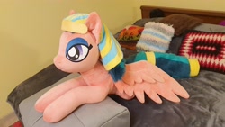 Size: 4032x2268 | Tagged: safe, artist:ponimalion, imported from derpibooru, somnambula, pegasus, pony, bedroom eyes, cute, egyptian, egyptian headdress, egyptian pony, female, fluffy mane, fluffy tail, irl, mare, photo, plushie, smiling, solo, spread wings, tail, wings