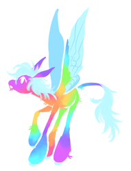 Size: 1280x1675 | Tagged: safe, artist:webkinzworldz, imported from derpibooru, pony, alternate design, blue mane, blue wings, multicolored coat, rainbow colors, simple background, solo, white background, wings