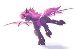 Size: 3508x2252 | Tagged: safe, artist:dorkmark, imported from derpibooru, oc, oc:sithilis, bat pony, changeling, hybrid, pony, butt, glasses, lifted leg, looking at you, looking back, looking back at you, plot, purple changeling, running, simple background, soap, solo, white background