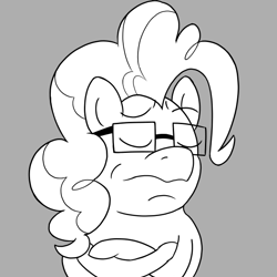 Size: 600x600 | Tagged: artist needed, safe, imported from derpibooru, pinkie pie, pony, drawthread, glasses, meme, ponified, ponified meme, solo