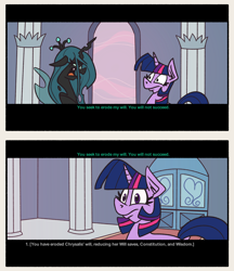 Size: 1848x2135 | Tagged: safe, artist:cowsrtasty, imported from derpibooru, queen chrysalis, twilight sparkle, comic, parody, star wars, star wars: knights of the old republic