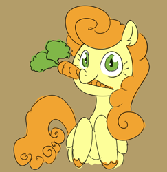 Size: 686x705 | Tagged: safe, anonymous artist, imported from derpibooru, carrot top, golden harvest, pony, carrot, drawthread, food, herbivore, mouth hold, solo