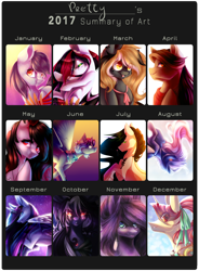 Size: 2102x2852 | Tagged: safe, artist:prettyshinegp, imported from derpibooru, twilight sparkle, oc, oc:pretty shine, alicorn, pegasus, pony, unicorn, 2017, art summary, flying, horn, old art, pegasus oc, twilight sparkle (alicorn), unicorn oc