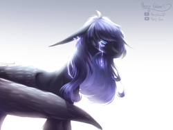 Size: 2828x2121 | Tagged: safe, artist:prettyshinegp, imported from derpibooru, oc, oc only, pegasus, pony, crying, gradient background, large wings, pegasus oc, signature, solo, wings