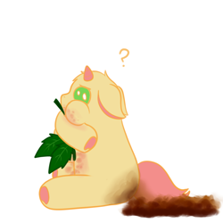 Size: 1000x1000 | Tagged: safe, artist:sharpy, imported from twibooru, fluffy pony, pony, unicorn, foal, green eyes, idiot, image, png, poop