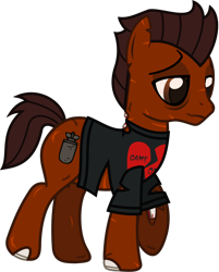 Size: 1062x1322 | Tagged: safe, artist:lightningbolt, derpibooru exclusive, imported from derpibooru, earth pony, pony, undead, zombie, zombie pony, .svg available, all time low, bags under eyes, bloodshot eyes, bone, clothes, lidded eyes, male, ponified, rian dawson, scar, shirt, simple background, solo, stallion, stitches, svg, t-shirt, torn clothes, torn ear, transparent background, vector, walking