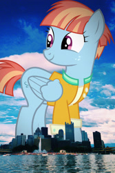 Size: 2110x3166 | Tagged: safe, artist:electrochoc, edit, editor:jaredking779, imported from derpibooru, windy whistles, pegasus, pony, female, giant pegasus, giant pony, giantess, high res, highrise ponies, irl, looking back, macro, mare, mega giant, pennsylvania, photo, pittsburgh, ponies in real life, solo