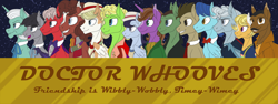 Size: 5600x2100 | Tagged: safe, artist:sixes&sevens, imported from derpibooru, doctor whooves, time turner, bat pony, earth pony, pegasus, unicorn, bowtie, doctor who, eighth doctor, eleventh doctor, fifteenth doctor, fifth doctor, first doctor, fourth doctor, hat, ninth doctor, profile, second doctor, seventh doctor, sixth doctor, stars, tenth doctor, third doctor, thirteenth doctor, twelfth doctor