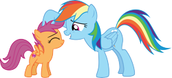 Size: 6591x3000 | Tagged: safe, artist:cloudy glow, imported from derpibooru, rainbow dash, scootaloo, crusaders of the lost mark, .ai available, cute, cutealoo, dashabetes, noogie, simple background, transparent background, vector
