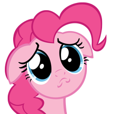 Size: 3500x3273 | Tagged: safe, artist:kyute-kitsune, imported from derpibooru, pinkie pie, earth pony, pony, a friend in deed, season 2, female, floppy ears, frown, looking at you, mare, puppy dog eyes, puppy pie, simple background, solo, transparent background, vector