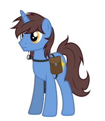 Size: 1976x2280 | Tagged: safe, artist:equestria secret guard, imported from derpibooru, oc, oc only, oc:frozen flash, oc:冰闪, unicorn, bag, flashlight (object), horn, male, male unicorn, saddle bag, silent congruence town, silent congruence town 2, simple background, stallion, transparent background, unicorn oc