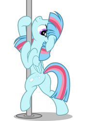 Size: 3844x5460 | Tagged: safe, artist:equestria secret guard, imported from derpibooru, oc, oc only, oc:jungle valley, oc:丛谷, pegasus, pony, butt, female, looking at you, mare, pegasus oc, plot, pole, pole dancing, sexy, silent congruence town, silent congruence town 2, simple background, stripper pole, transparent background