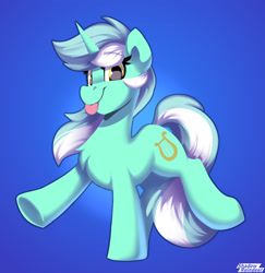 Size: 1750x1800 | Tagged: safe, artist:shadowreindeer, imported from derpibooru, lyra heartstrings, pony, unicorn, cute, female, looking at you, lyrabetes, mare, minimalist, raised hoof, raised leg, solo, tongue out