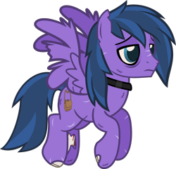 Size: 1326x1277 | Tagged: safe, artist:lightningbolt, derpibooru exclusive, imported from derpibooru, oc, oc only, oc:feather freight, pegasus, pony, undead, zombie, zombie pony, .svg available, bags under eyes, bloodshot eyes, bone, collar, flying, lidded eyes, male, scar, simple background, solo, stallion, stitches, svg, tattered, torn ear, transparent background, vector