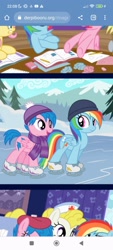 Size: 1080x2400 | Tagged: safe, artist:sorcerushorserus, imported from derpibooru, firefly, rainbow dash, comic:dash academy, derpibooru, g1, ice skating, meta