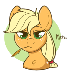 Size: 559x592 | Tagged: safe, artist:lulubell, imported from derpibooru, applejack, earth pony, pony, bust, food, lidded eyes, looking at you, meh, simple background, solo, straw in mouth, unimpressed, wheat, white background