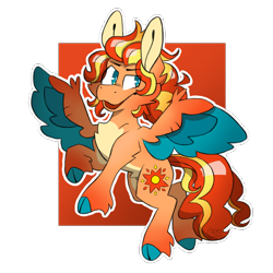 Size: 2000x2000 | Tagged: safe, artist:caprania, imported from derpibooru, oc, oc only, oc:blazing sun, pegasus, pony, cloven hooves, colored wings, female, mare, quadrupedal, simple background, solo, transparent background, two toned wings, wings