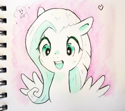 Size: 1364x1209 | Tagged: safe, artist:fipoki, imported from derpibooru, fluttershy, pegasus, pony, cute, female, mare, open mouth, open smile, shyabetes, smiling, solo, spread wings, traditional art, wings