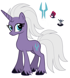 Size: 1450x1608 | Tagged: safe, artist:madlilon2051, imported from derpibooru, storm king, tempest shadow, oc, pony, unicorn, my little pony: the movie, base used, eyelashes, female, horn, interspecies offspring, mare, offspring, parent:storm king, parent:tempest shadow, parents:stormpest, simple background, smiling, transparent background, unicorn oc, unshorn fetlocks