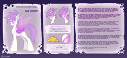 Size: 7700x3500 | Tagged: safe, artist:neonishe, imported from derpibooru, oc, oc:ace gambit (nya), changeling, changeling oc, purple changeling, reference, reference sheet, solo, white changeling