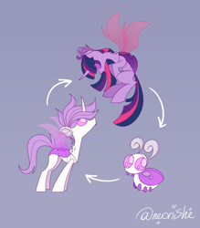 Size: 2676x3054 | Tagged: safe, artist:neonishe, imported from derpibooru, twilight sparkle, oc, oc:ace gambit (nya), changeling, changeling oc, plushie, purple changeling, white changeling