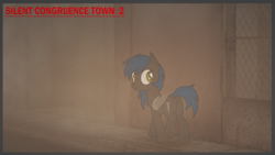 Size: 5129x2887 | Tagged: safe, artist:equestria secret guard, imported from derpibooru, oc, oc only, oc:west wind, bat pony, bat pony oc, fog, hospital, looking back, silent congruence town, silent congruence town 2, silent hill, silent hill 2, street