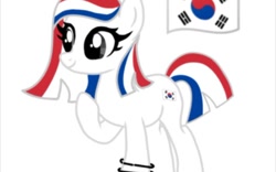 Size: 648x405 | Tagged: artist needed, safe, imported from derpibooru, oc, oc only, earth pony, pony, bracelet, female, jewelry, mare, nation ponies, ponified, raised hoof, simple background, solo, south korea, white background