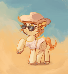 Size: 687x744 | Tagged: safe, artist:vultraz, imported from derpibooru, oc, oc only, oc:thursday, earth pony, pony, alternate clothes, clothes, dress, female, flower, flower in hair, hat, mare, smiling, solo, sundress