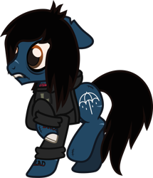 Size: 943x1094 | Tagged: safe, artist:lightningbolt, derpibooru exclusive, imported from derpibooru, earth pony, pony, undead, zombie, zombie pony, .svg available, bags under eyes, bloodshot eyes, bone, bring me the horizon, clothes, ears back, fangs, glasgow smile, hoodie, male, oliver sykes, ponified, raised hoof, raised leg, scar, shocked, show accurate, simple background, solo, stallion, stitches, svg, tattoo, torn ear, transparent background, vector