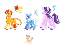 Size: 1280x938 | Tagged: safe, artist:vio-mlp-creator, imported from derpibooru, starlight glimmer, sunburst, trixie, oc, oc:dazzling lights, pony, unicorn, bisexual, family, female, filly, foal, lesbian, magical threesome spawn, male, multiple parents, offspring, parent:starlight glimmer, parent:sunburst, parent:trixie, parents:startrixburst, polyamory, shipping, simple background, starburst, startrix, startrixburst, straight, transparent background, trixburst