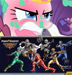 Size: 1279x1331 | Tagged: safe, edit, imported from derpibooru, screencap, rarity, the best night ever, black ranger, blue ranger, gold ranger, green ranger, power rangers, power rangers cosmic fury, red face, red ranger, zenith ranger