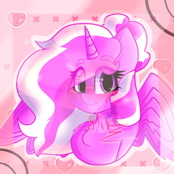 Size: 1811x1811 | Tagged: safe, imported from derpibooru, oc, oc:cherry blossom, alicorn, bust, portrait, smiling