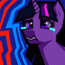 Size: 4096x4096 | Tagged: safe, artist:misstwipietwins, imported from derpibooru, twilight sparkle, alicorn, abstract background, female, sad, solo, teary eyes