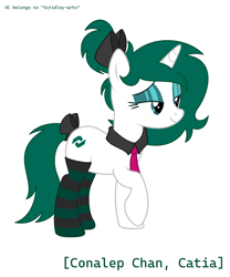Size: 2500x3000 | Tagged: safe, artist:emperor-anri, artist:jamextreme140, imported from derpibooru, oc, oc only, oc:conalep, unicorn, bun, clothes, eyeshadow, female, makeup, mare, necktie, simple background, socks, solo, striped socks, white background