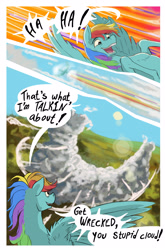 Size: 2123x3218 | Tagged: safe, artist:seventozen, imported from derpibooru, rainbow dash, pony, comic:the problem of parthus, cloud, quadrupedal, solo