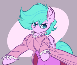 Size: 2304x1936 | Tagged: safe, artist:witchtaunter, imported from derpibooru, oc, pony, angry, clothes, commission, ear fluff, eye clipping through hair, funny valentine, jojo's bizarre adventure, looking at you, pose, simple background, solo, upper body