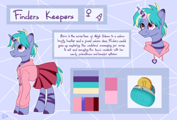 Size: 2500x1700 | Tagged: safe, artist:lambydwight, imported from derpibooru, oc, oc only, oc:finders keepers, pony, unicorn, bust, portrait, reference sheet, simple background