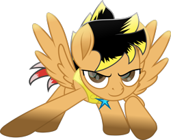 Size: 2556x2099 | Tagged: safe, artist:lincolnbrewsterfan, derpibooru exclusive, editor:nc-tv, imported from derpibooru, vector edit, oc, oc only, oc:14fan, pegasus, derpibooru, my little pony: the movie, .svg available, armor, black mane, clothes, crouching, determination, determined, determined face, determined look, determined smile, gradient hooves, head down, highlights, inkscape, juxtaposition, looking at you, male, meta, mismatched mane, mismatched tail, movie accurate, pegasus oc, pegasus royal guard, ponysona, red tail, royal guard, shading, simple background, smiling, smiling at you, spread wings, stallion, stars, svg, tail, transparent background, two toned mane, two toned tail, uniform, vector, wings, yellow mane