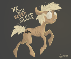 Size: 1566x1306 | Tagged: safe, artist:gaiascope, imported from derpibooru, oc, oc only, oc:forty winks, earth pony, pony, gray background, simple background, solo