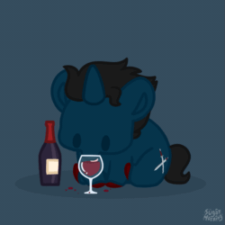Size: 585x584 | Tagged: safe, artist:sugar morning, imported from derpibooru, oc, oc only, oc:slashing prices, pony, unicorn, alcohol, animated, colored hooves, commission, cute, glass, horn, licking, mlem, red wine, silly, solo, tongue out, unicorn oc, watermark, wine, wine glass, ych result