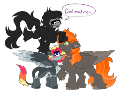 Size: 8000x6000 | Tagged: safe, artist:crazysketch101, imported from derpibooru, oc, oc only, oc:ashton burnside, oc:crazy looncrest, oc:void, pegasus, pony, blushing, chest fluff, scar, simple background, transparent background