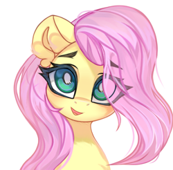 Size: 3643x3583 | Tagged: safe, artist:jfrxd, imported from derpibooru, fluttershy, pegasus, pony, cute, daaaaaaaaaaaw, eye clipping through hair, hair over one eye, open mouth, shyabetes, simple background, solo, white background