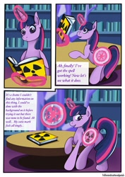Size: 2480x3508 | Tagged: safe, artist:lilacnightmare, imported from derpibooru, twilight sparkle, alicorn, comic:my little drony, ass, book, butt, comic, cutie mark, cutie mark swap, dock, magic, tail, twilight sparkle (alicorn)