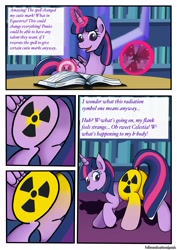 Size: 2480x3508 | Tagged: safe, artist:lilacnightmare, imported from derpibooru, twilight sparkle, alicorn, comic:my little drony, book, butt, cutie mark swap, dock, plot, rubber drone, tail, transformation, twilight sparkle (alicorn)