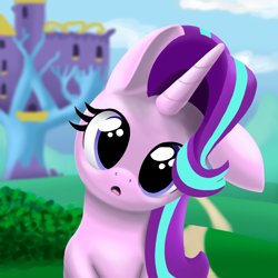 Size: 2000x2000 | Tagged: safe, artist:stellardust, derpibooru exclusive, imported from derpibooru, starlight glimmer, pony, unicorn, cute, female, glimmerbetes, head tilt, high res, looking at you, mare, one ear down, open mouth, solo, twilight's castle