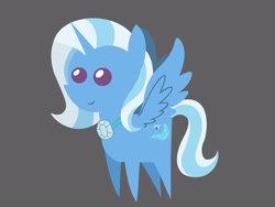 Size: 3334x2501 | Tagged: safe, artist:cabinet chief assistant k, imported from derpibooru, trixie, alicorn, pony, alicornified, female, gray background, jewelry, mare, mirror universe, pointy ponies, princess of humility, race swap, simple background, smiling, solo, spread wings, trixiecorn, vector, wings
