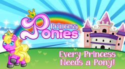 Size: 1560x865 | Tagged: safe, imported from derpibooru, earth pony, pony, bootleg, castle, colored hooves, crown, jewelry, necklace, pink coat, princess, princess ponies, princess ponies (brand), regalia, ripoff, solo, yellow mane