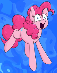 Size: 1461x1875 | Tagged: safe, artist:moonatik, imported from derpibooru, pinkie pie, earth pony, pony, abstract background, excited, female, mare, open mouth, ponk, solo